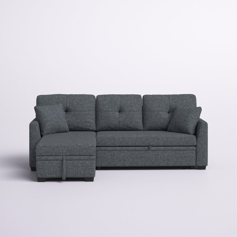 Areebe Upholstered Sectional Reversible, Dark Gray Linen Blend