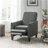 Dark Grey Linen Push Back Chair For Elegant Home Décor-1165183694