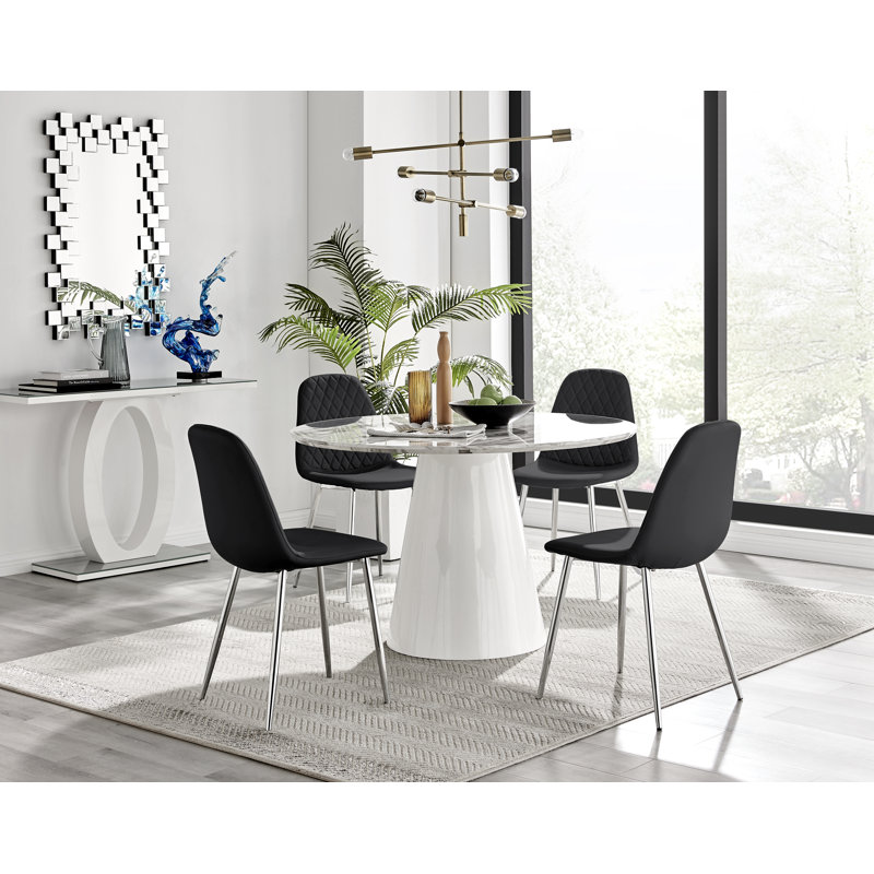 Corova 4 - Person Dining Set, Black/Silver