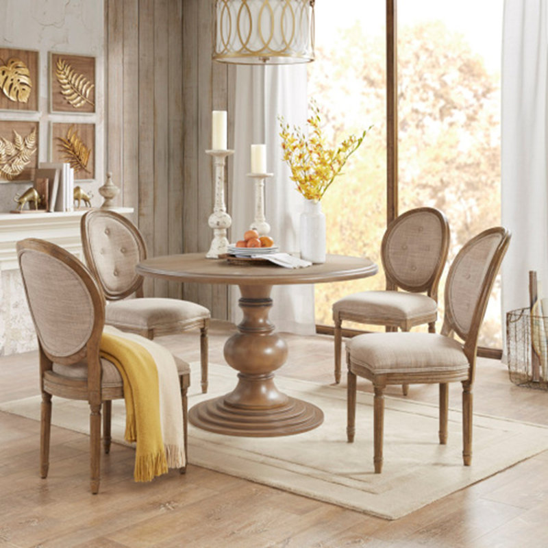 46" Round Reclaimed Walnut Pedestal Dining Table - Rustic Charm for Your Home