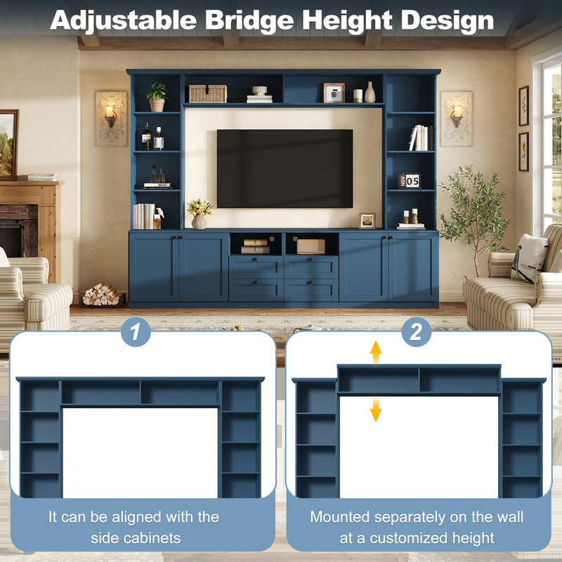 Meuble audio-vidéo encastré 70 po Modern Bridgehouse, Bleu