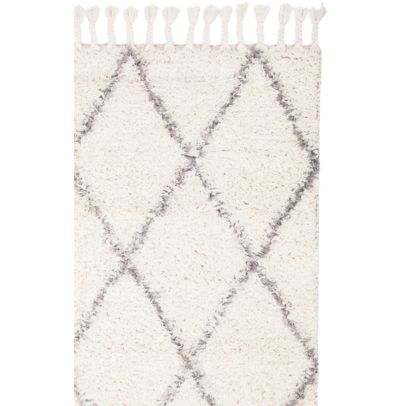 Tapis beige en laine à motif géométrique Powell, Rectangle 6 pi x 9 pi