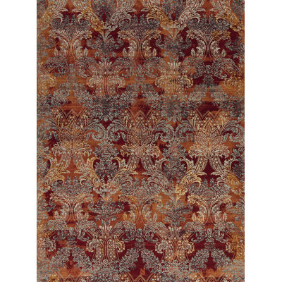 Très Jolie Hand Knotted Wool Area Rug in Red
