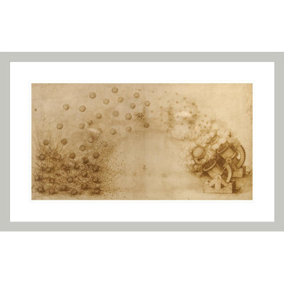 Esquisse d'un mortier pour bombes à fragrance par Leonardo Da Vinci - Impression Giclée encadrée