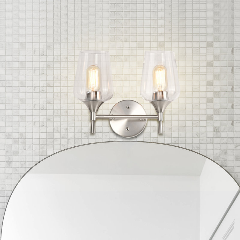 Éclairage pour meuble-lavabo à 2 lumières à intensité variable Louvella, Nickel brossé