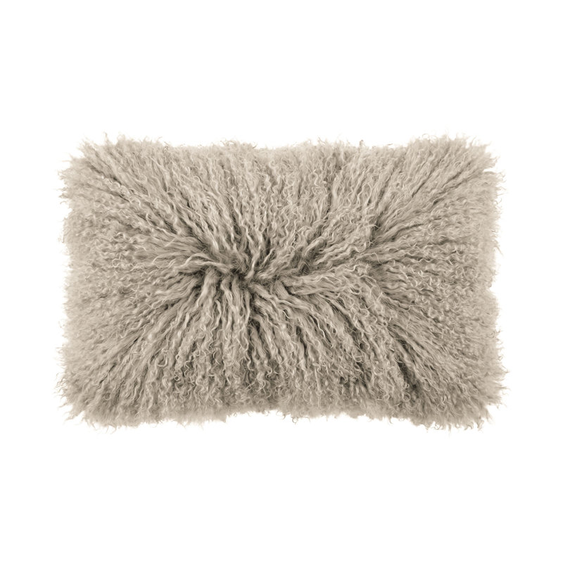 Tibetan Lamb Sheepskin Pillow by Outpost Original, 18" x 10", Stone