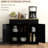 Solid Wood Countertop Sideboard - 3 Drawers, Doors, Adjustable Shelf Distressed Black For Luxurious Home Cabinet Countertop, Practical Kitchen Storage Unit