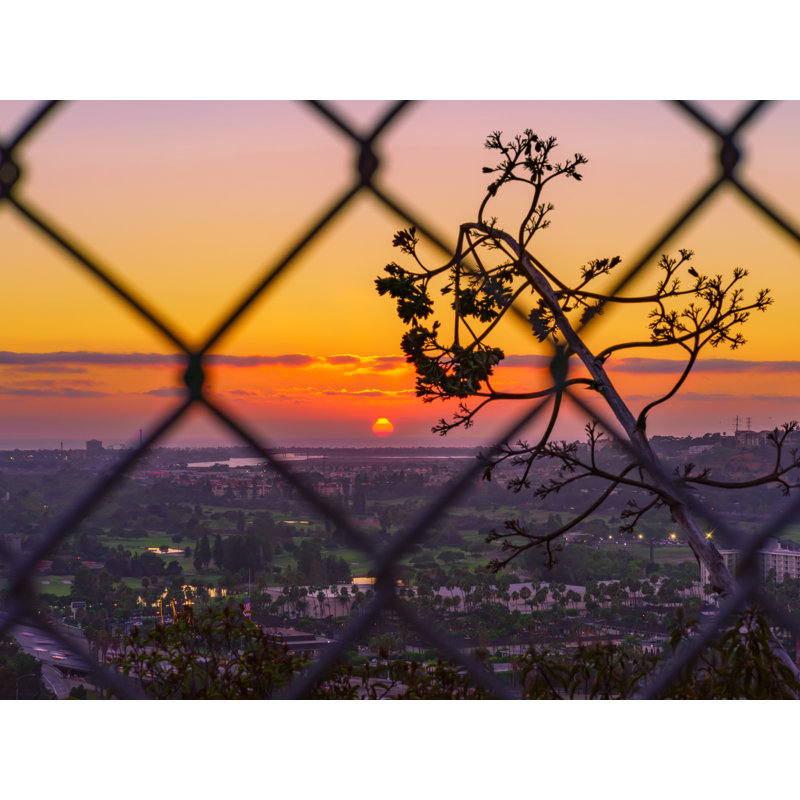 Fenced In Sunset In San Diego, California Print by Brian Mc Clean, Black Framed Paper, 24" H x 30" W