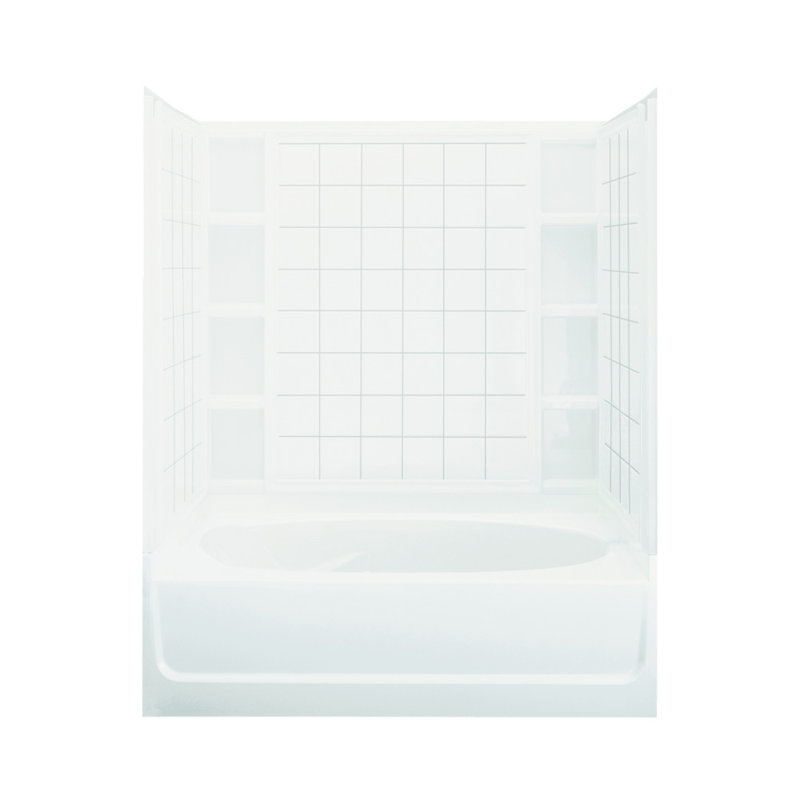 42'' W D Shower Base, High Gloss White, Right Hand