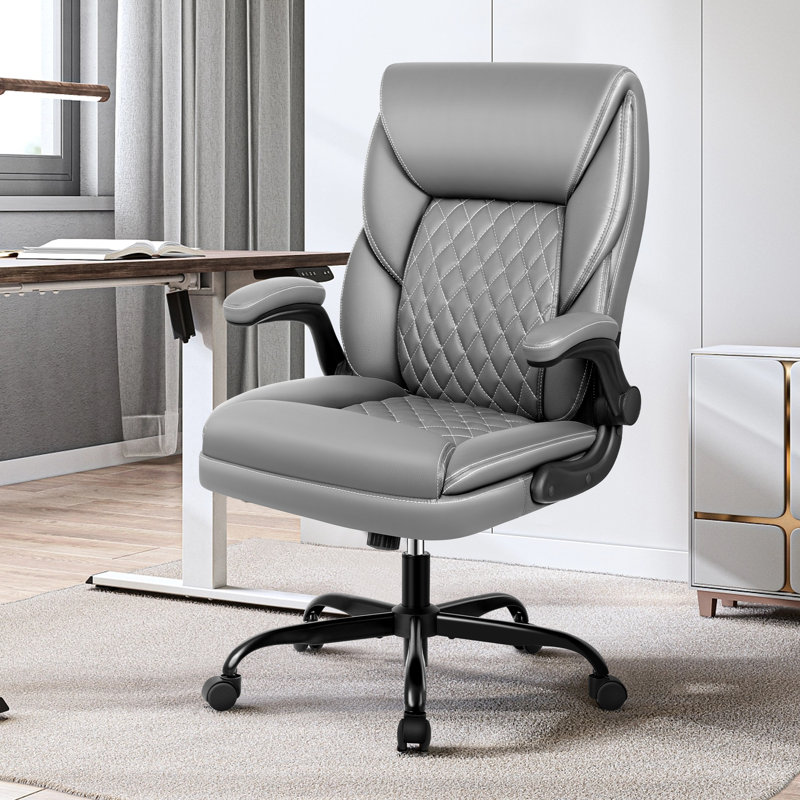 Fauteuil de bureau ergonomique en similicuir, Gris