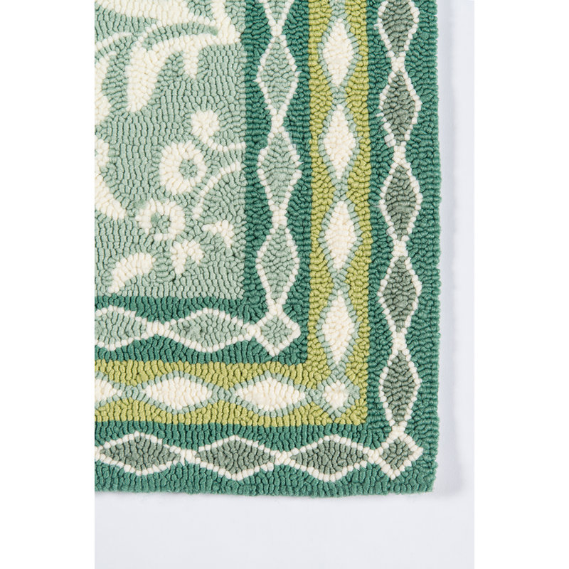 Rhun Floral Area Rug in Green, Rectangle 8' x 10'