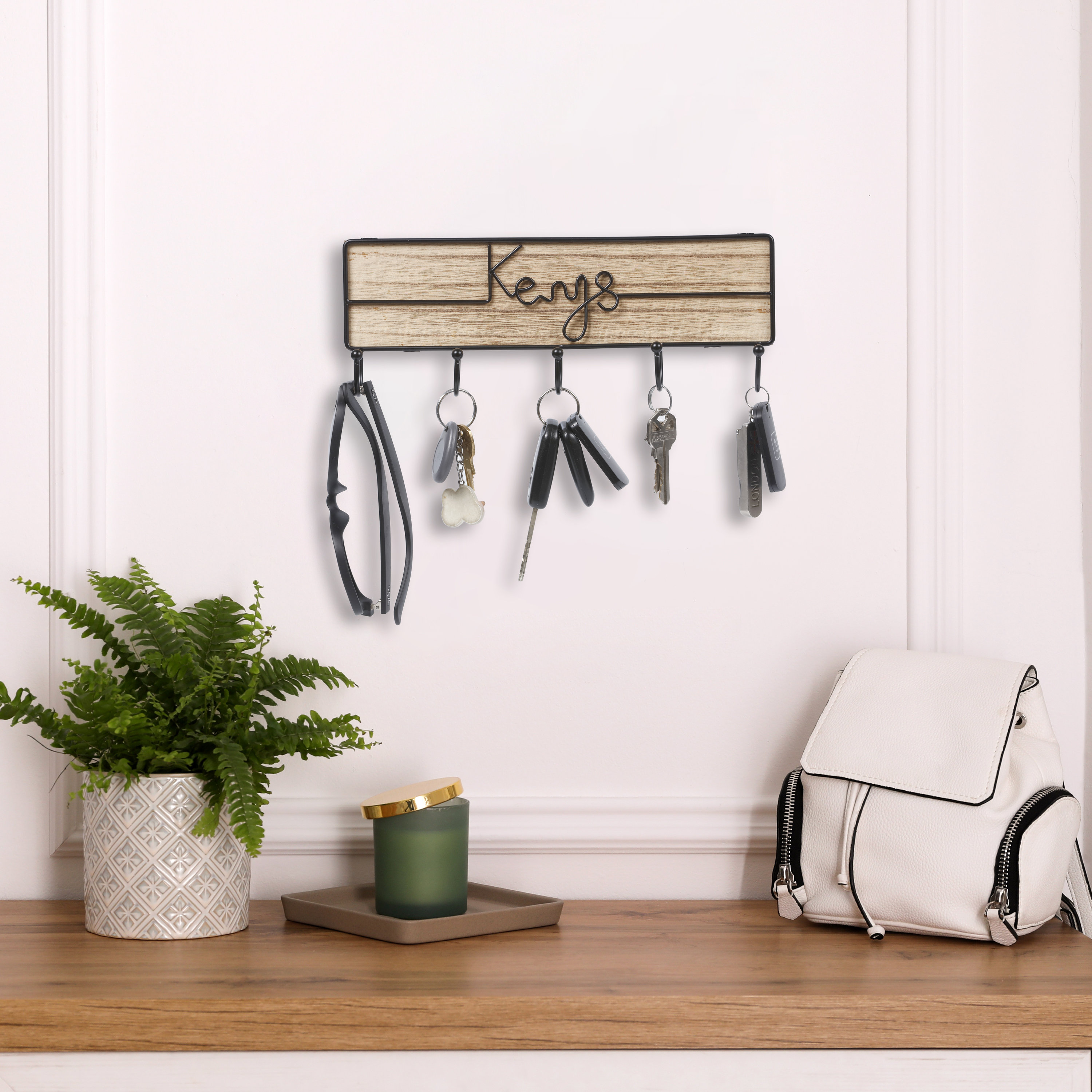 Gracie Oaks Bornhoft Keys Hangers Wall Organizer Key Hooks Natural Wood