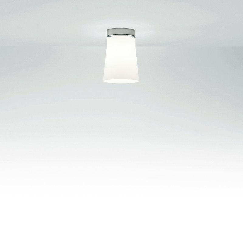 Glass Flush Mount, 21.5cm H x 15cm W x 15cm D, Matt Silver