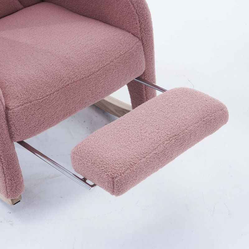 Chaise berçante en coton et lin, Rose 1
