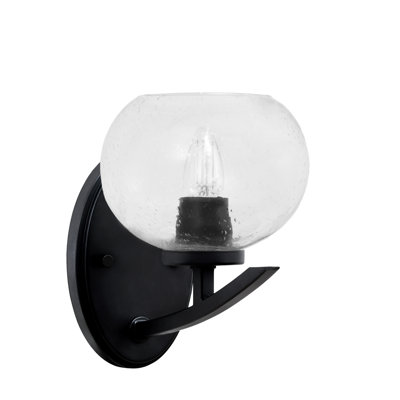 Kurve Downlight Wall Sconce With 7" Clear Bubble Glass