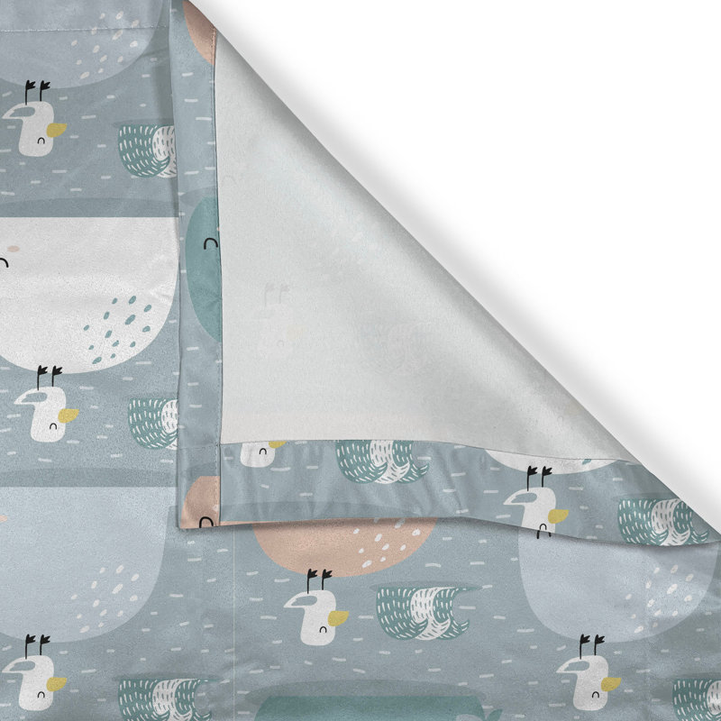 Rustic curtain, marine mammals with seagull, multi -colored