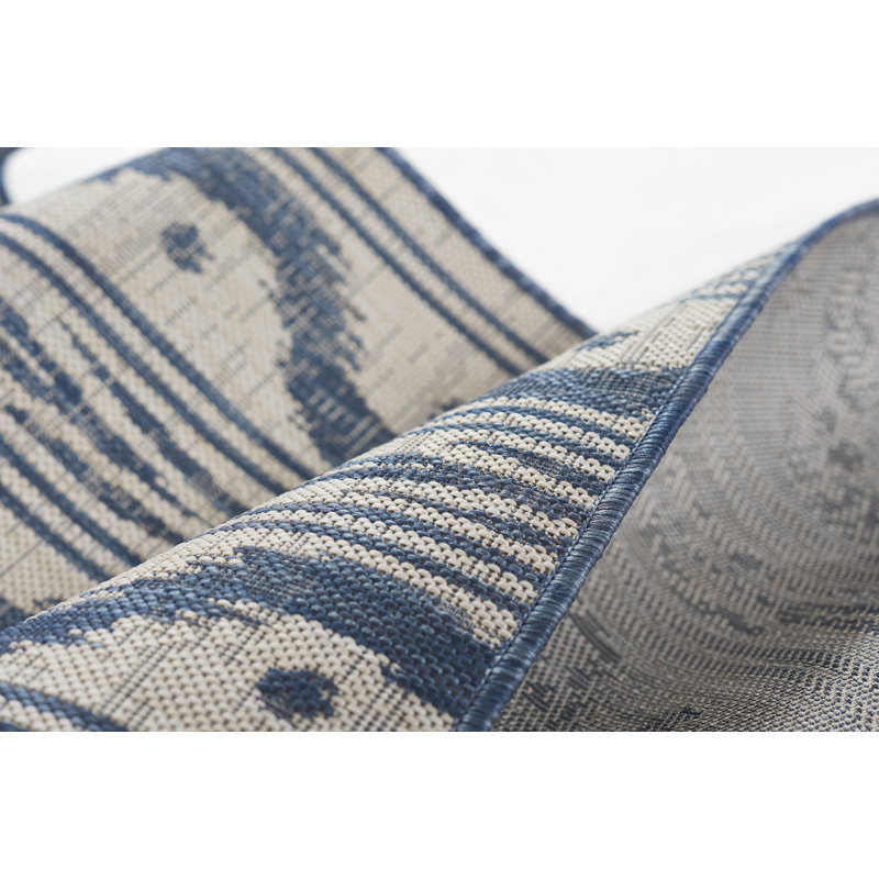Tapis ikat bleu / blanc Karini, Rectangle 9 pi x 12 pi