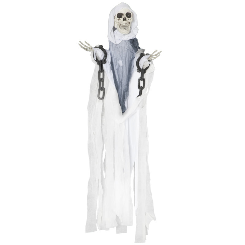Animated Hanging Skeleton Decoration White Robes