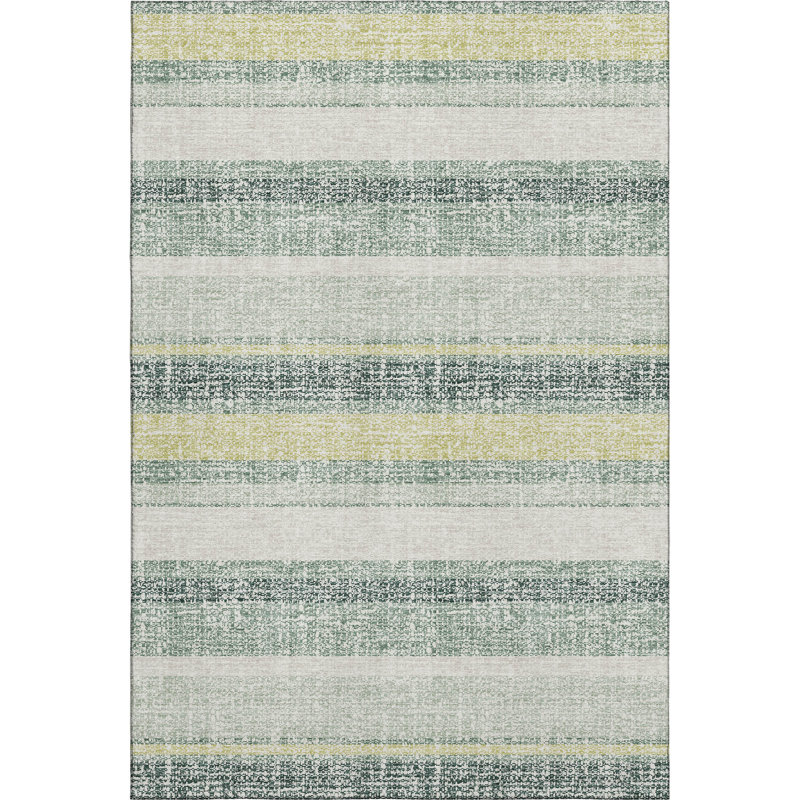 Premium Machine Washable Mayfield AMF2122 Striped Rug, Seafoam, 10' x 14'
