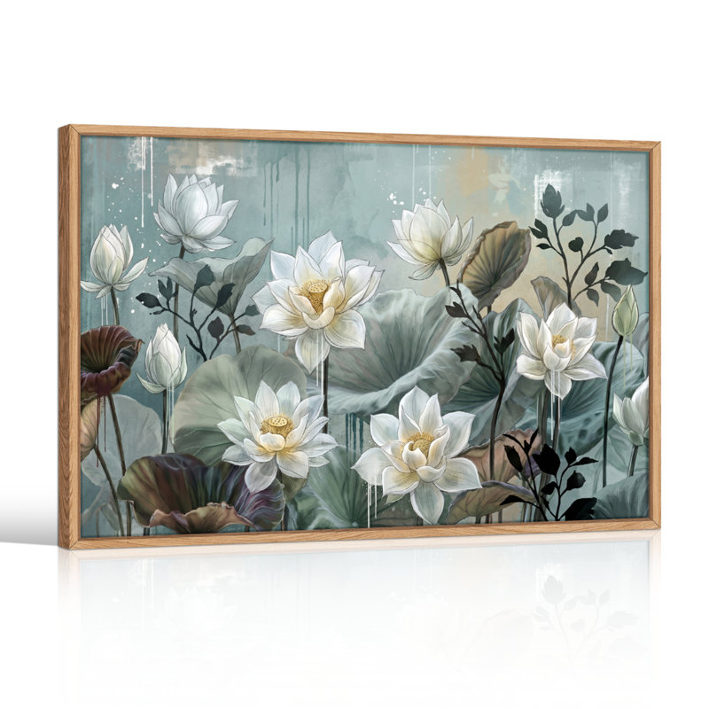Ensemble de 1 toile murale à motif floral, H 18 po x l 24 po, Naturel