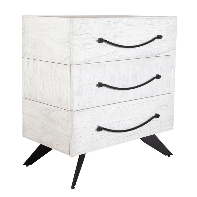 Marek 3 Drawer White Chest