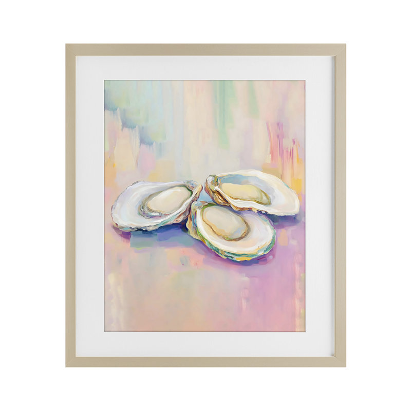 «Pastel Oysters Harmony», impression sous verre encadrée, design par The Prints Vibe, 16 x 13