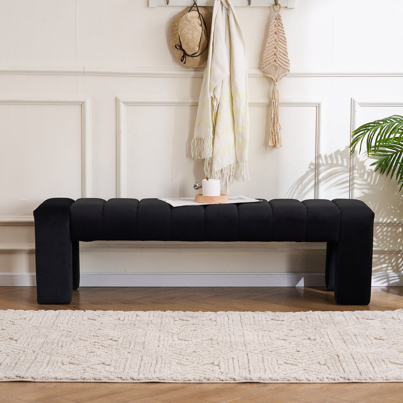 Banc rembourré l 59 po Laytona, Noir