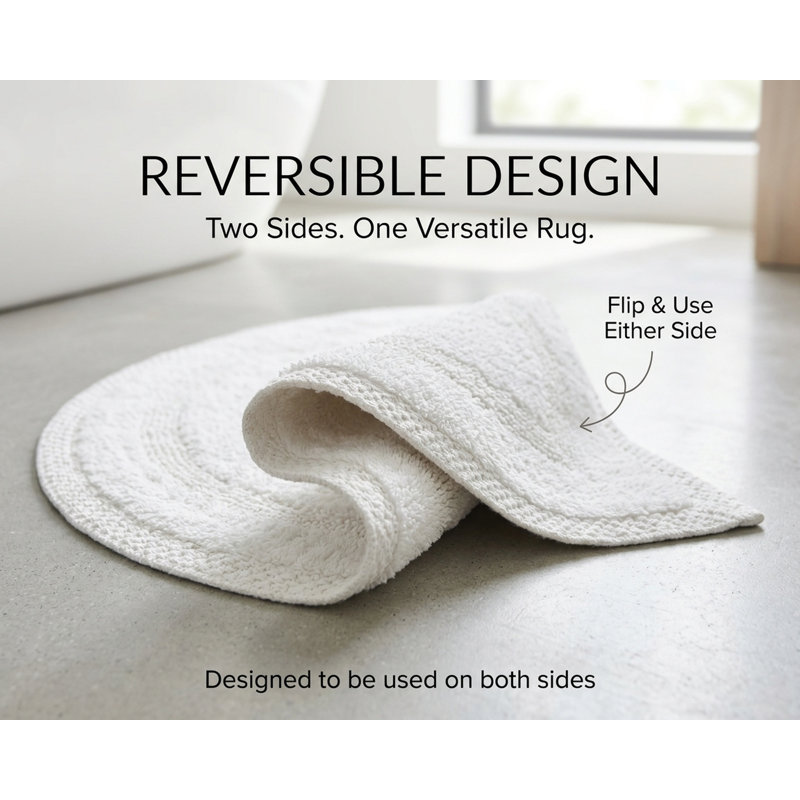 Adiraica 100% Cotton Bath Rug, White