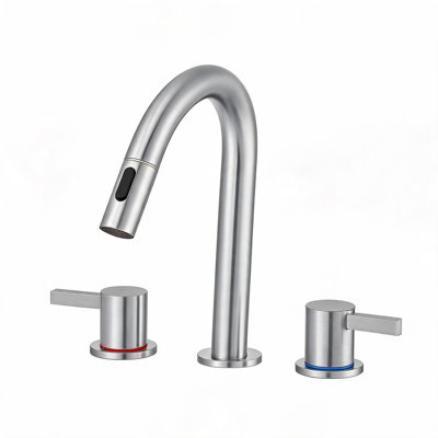 Robinet de lavabo surdimensionné 8 pouces en acier inoxydable nickel brossé 360 degrés