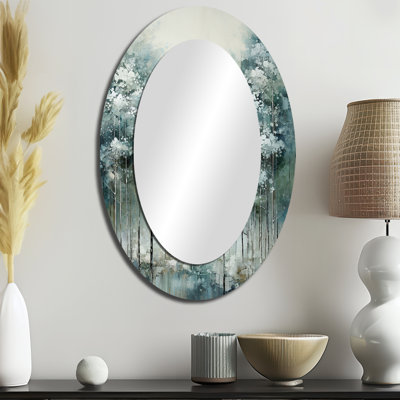Pin décoratif forêt enchantée I - Miroir décoratif floral ovale sur métal