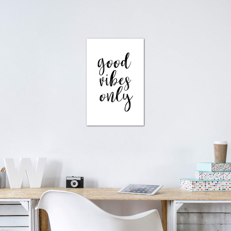 «Good Vibes» par Sissi & Seb - reproduction d'art textuel, H 60 po x l 40po x P 1,5 po, Toile tendue, Pas de tapis