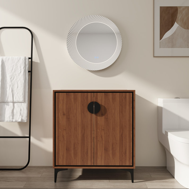 Base de meuble-lavabo autoportant 30 po avec lavabo intégré et portes à fermeture en douceur