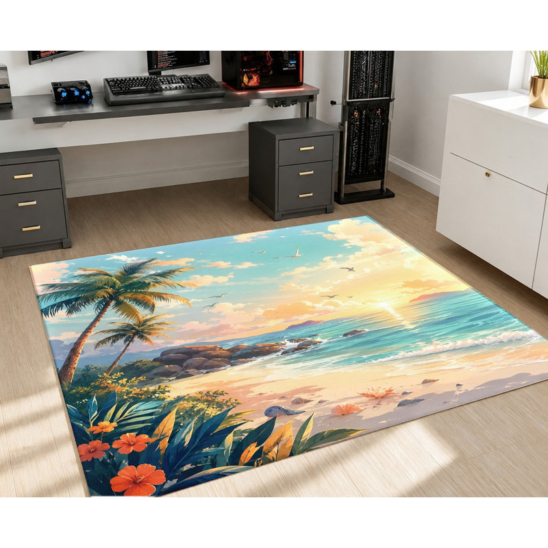 Tapis Tropical Beach Sunset, Rectangle 5'3" x 3'3" (160 x 100 cm)