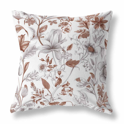 Indoor / Outdoor Floral White Square Cushion