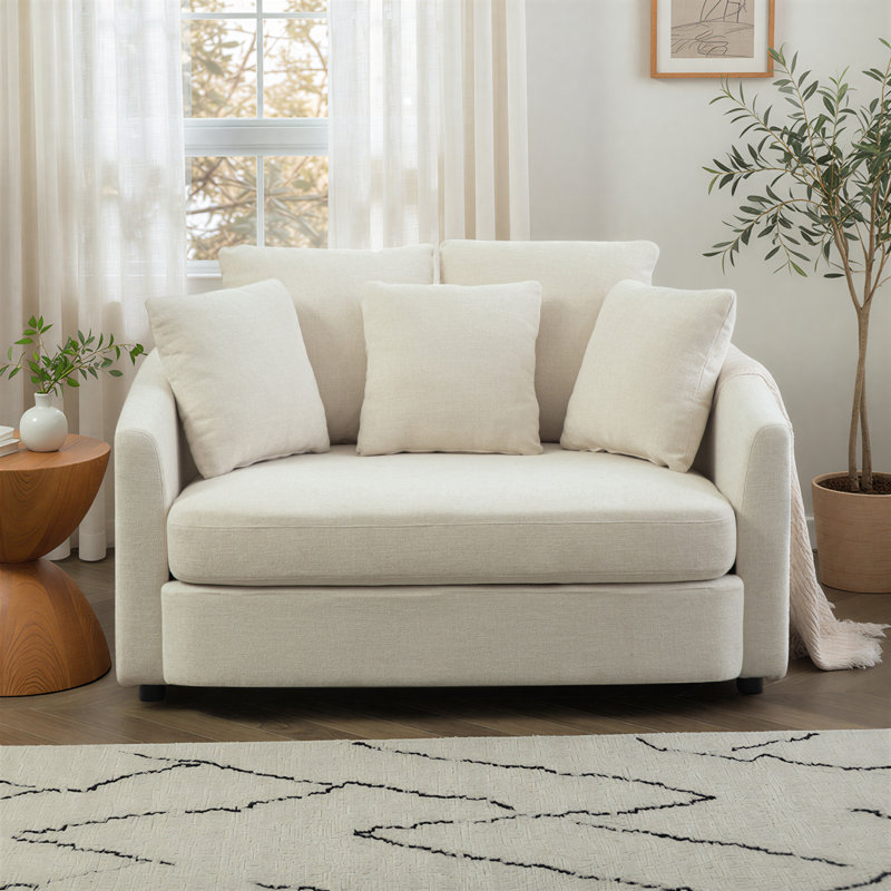 Fauteuil demi-tonneau rembourré surdimensionné de 56 po, Beige