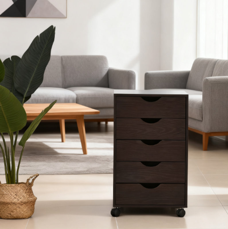 Classeur à 5 tiroirs classeur de style minimaliste, brun