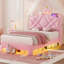 Lit plateforme tapissier en velours avec mobilier de chambre à coucher pour enfants Crown-1314945064-1314945058