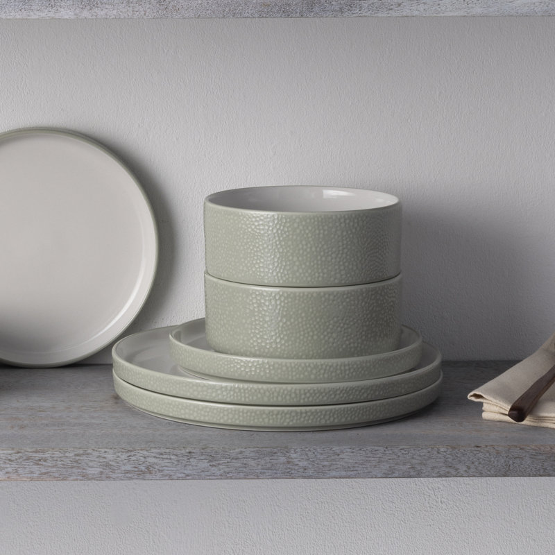 Noritake Colortex Stone 12-Piece Dinnerware Set, Service for 4, Sage