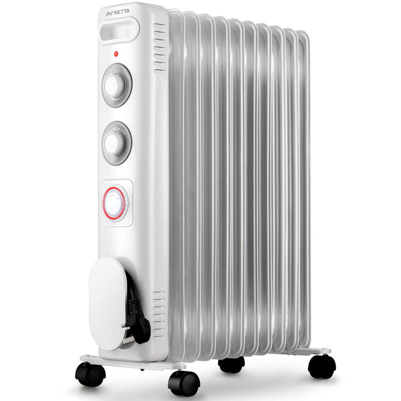 NETTA 8525 BTU Electric Radiator Space Heater with Adjustable Thermostat, White