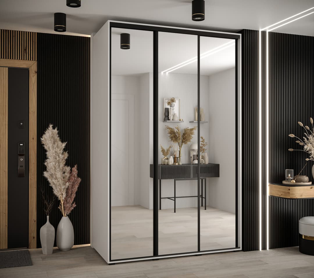 Azavian II Sliding Mirrored Door Wardrobe 150cm – Medium Width, Modern Storage Solution