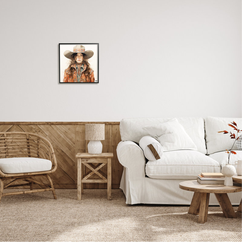 «Boho Cowgirl Paisley» par RB, impression sur toile, Giclée encadrée noir minuit, H 17 po x l 17 po