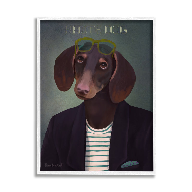 Haute Dog, L 24 po x H 30 po, Giclée encadrée blanc bord de mer