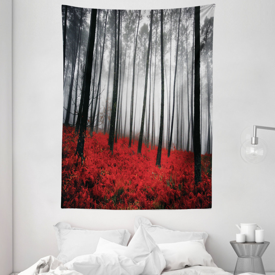 Wandbehang Fantasy Woodland Unter Nebel BÃ¤ume Dschungel BÃ¼sche Kontrast Farben