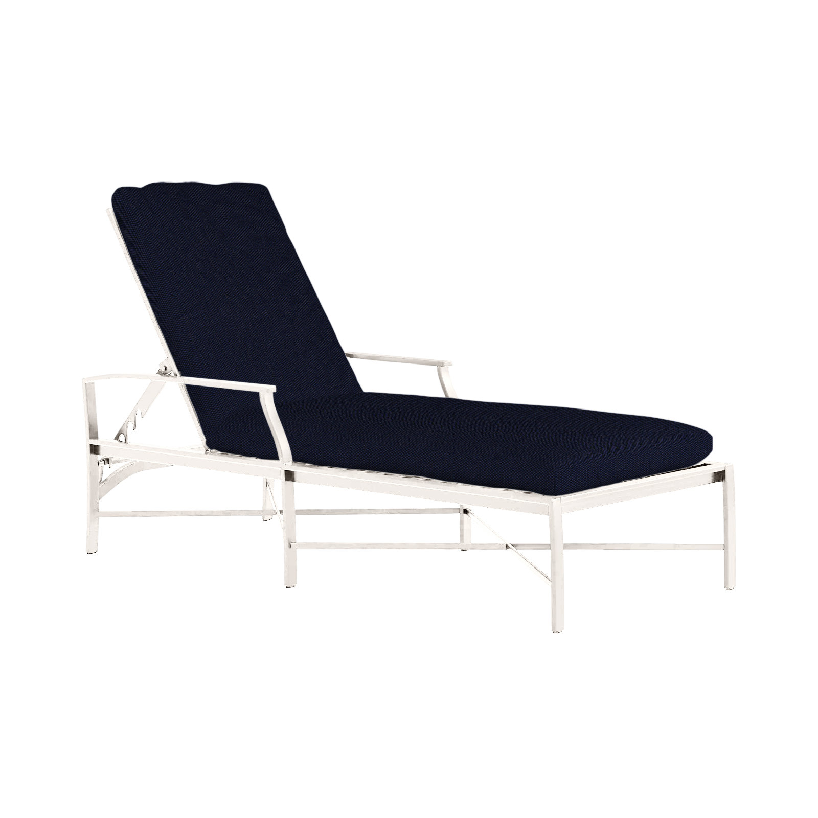 Monaco Wrought Aluminum Outdoor Chaise Lounge, No Welt, Linen Navy, Slate Gray