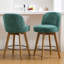 Tabouret de comptoir pivotant 26 po avec structure en bois massif et dossier moyen-914147511