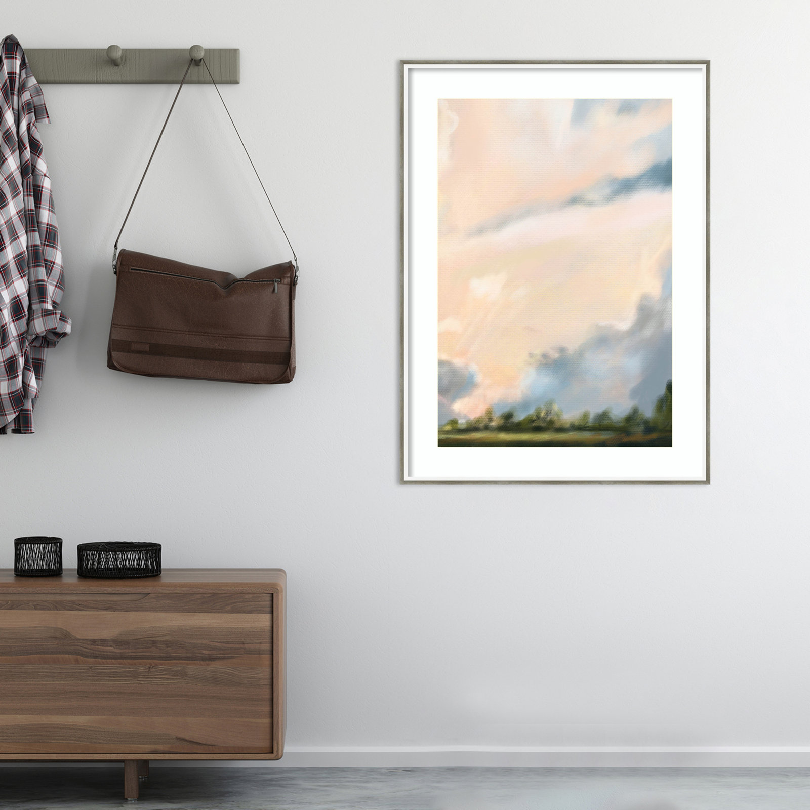 Miraval "Cloud II" Print by Mary Sparrow, 30" W x 41" H x 2" D, Silver Framed