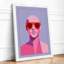 Pink Sunglasses Portrait Modern - Framed Print-457271127-457270956