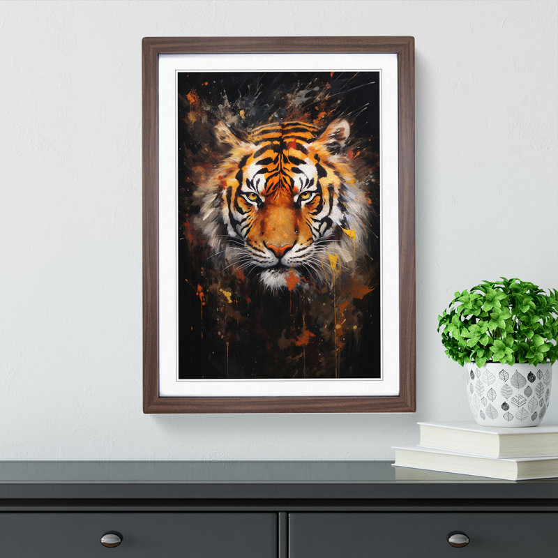 Tiger Abstract No.2 - Framed Print, 34cm H x 25cm W x 2cm D, Walnut 
