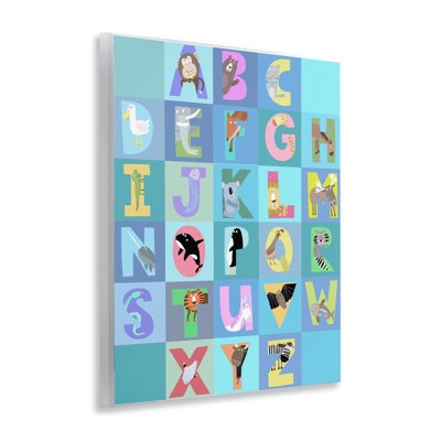 Plaque murale «Alphabet animal» en bleu, design par Carla Daly