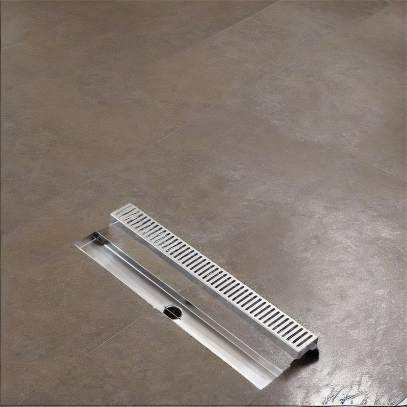 Drain de douche à grille linéaire de 24 po de largeur, Nickel brossé